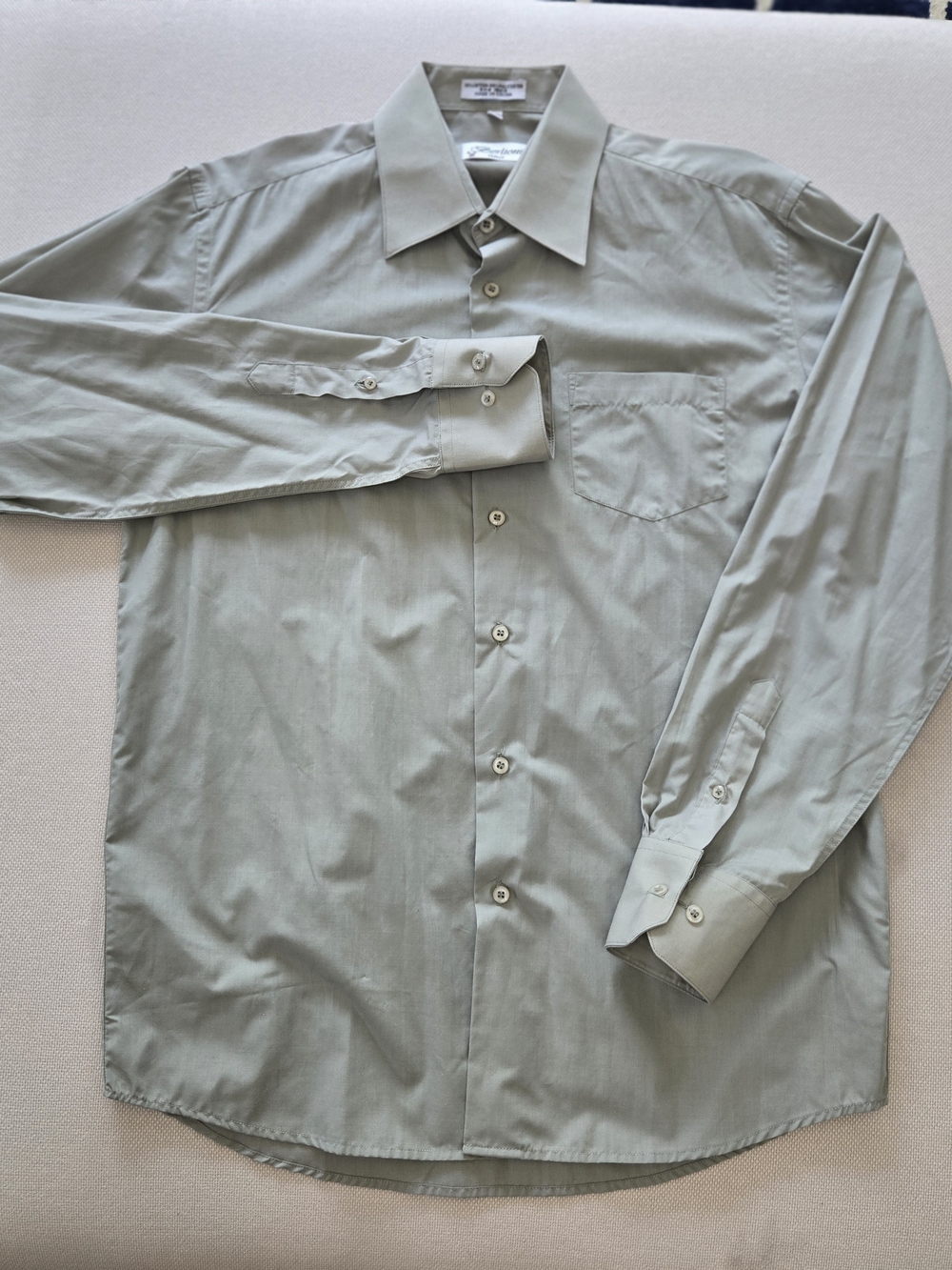Berlioni Italy Men's Light Sage Button Down Dress Shirt 15-15.5 34/35 Classic
